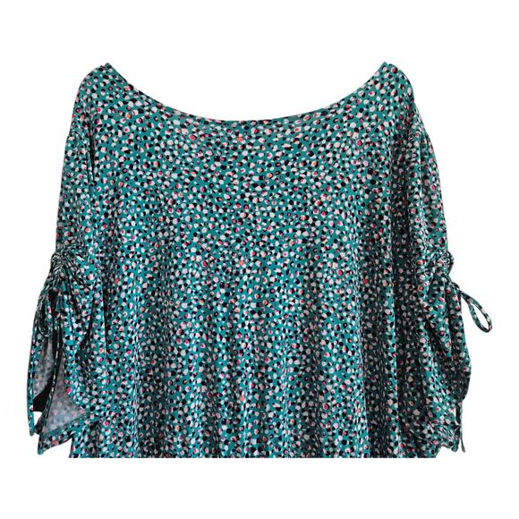 TORRID 6 Women's 30 Dress Midi V-Neck Green Pink Black Dots Faux Wrap Jersey - Picture 7 of 8